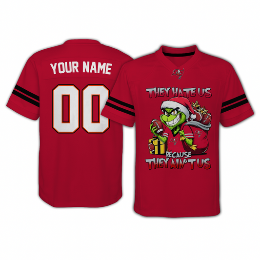 TB x NFL They Hate Us Because They Ain't Us Grinch Christmas-V-neck Short Sleeve Jersey DatND DVT