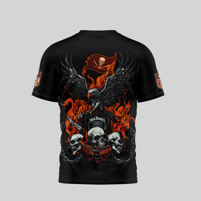 TBB Premium NFL Flaming Eagle Skull T-Shirt DDT CTND