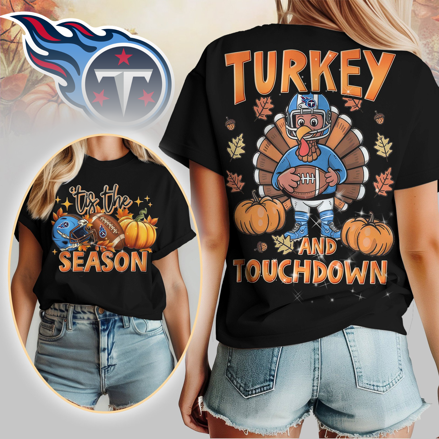TT Premium NFL Turkey and Touchdown Women's Shirt DDT NTL