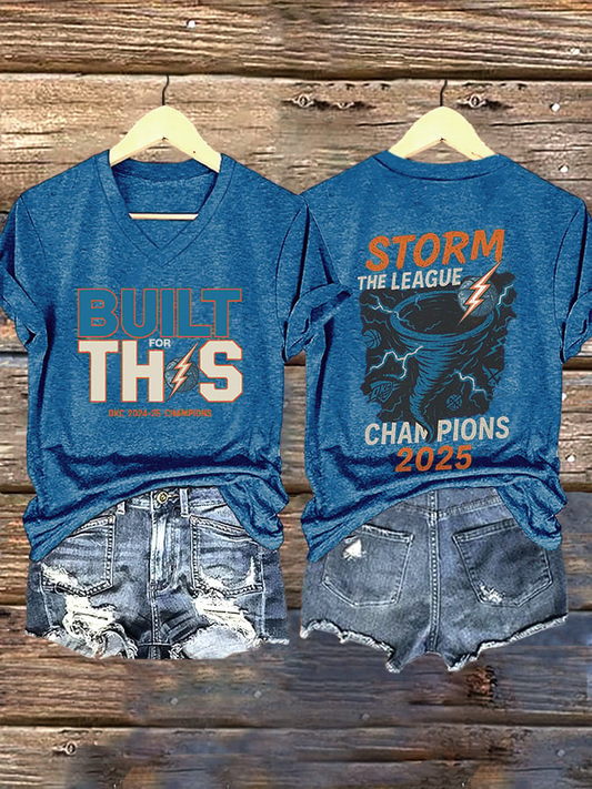 V-Neck Retro Built For This 2024-25 Champions Tornado Storm The League Champions 2025 Print T-Shirt DDT NTL