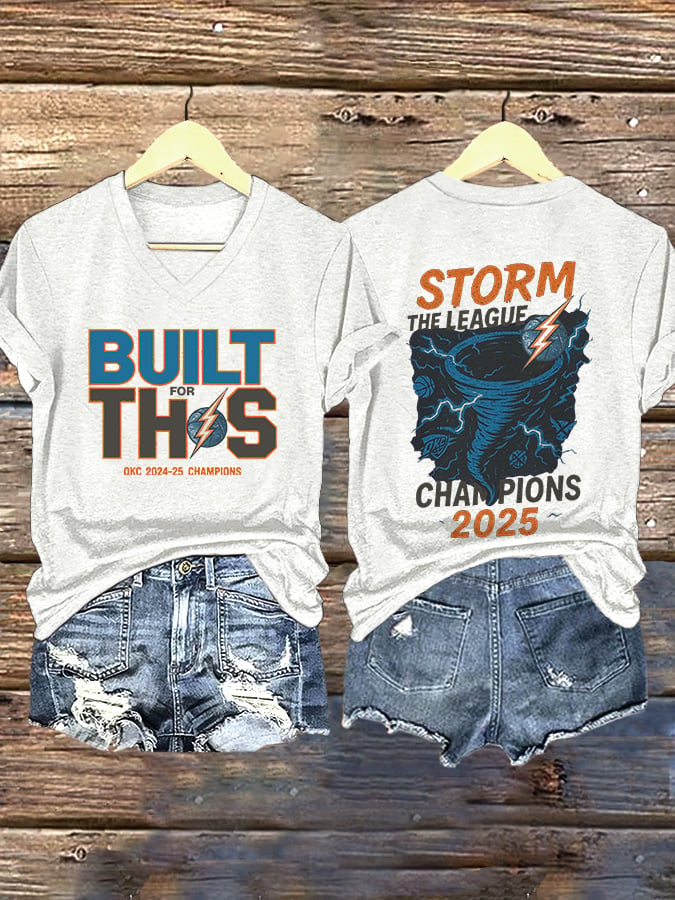 V-Neck Retro Built For This 2024-25 Champions Tornado Storm The League Champions 2025 Print T-Shirt DDT NTL