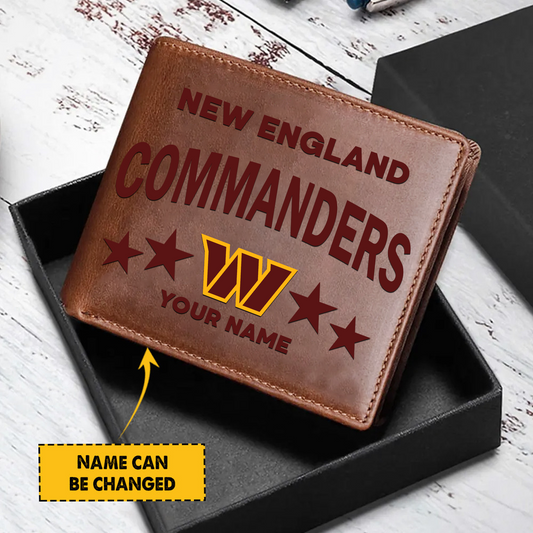 WAS Football Leather Man Black Brown Wallet Personalized Any Name DATND TANTD
