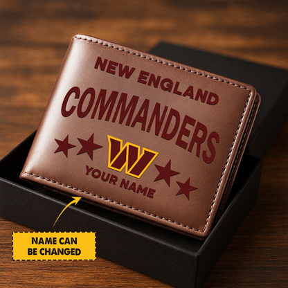 WAS Football Leather Man Black Brown Wallet Personalized Any Name DATND TANTD