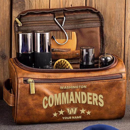 WAS Football Men Leather Toiletry Bag Custom Any Name DATND TANTD