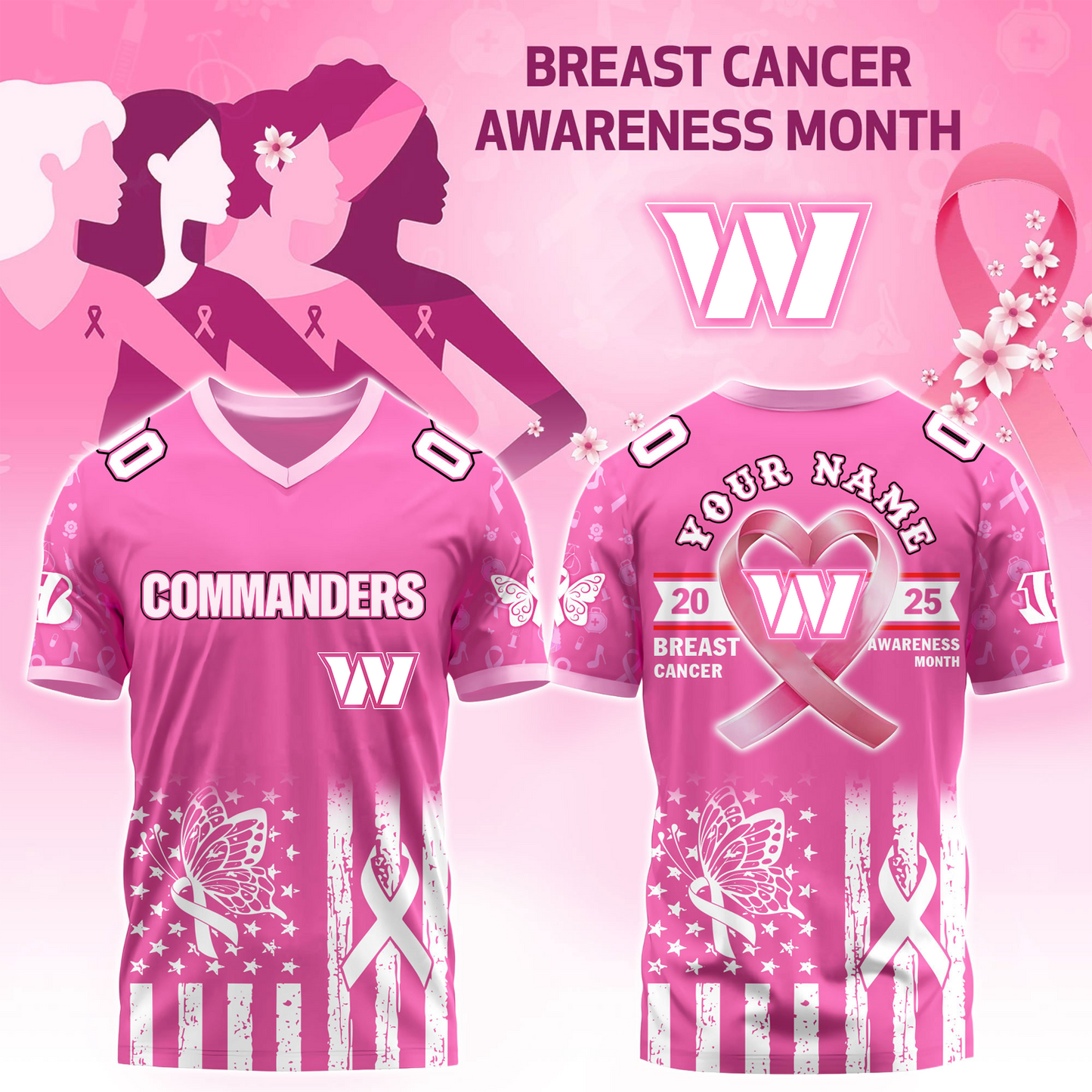 WAS x Breast Cancer Awareness Month 2025 V-neck Short Sleeve Jersey DatND DVT