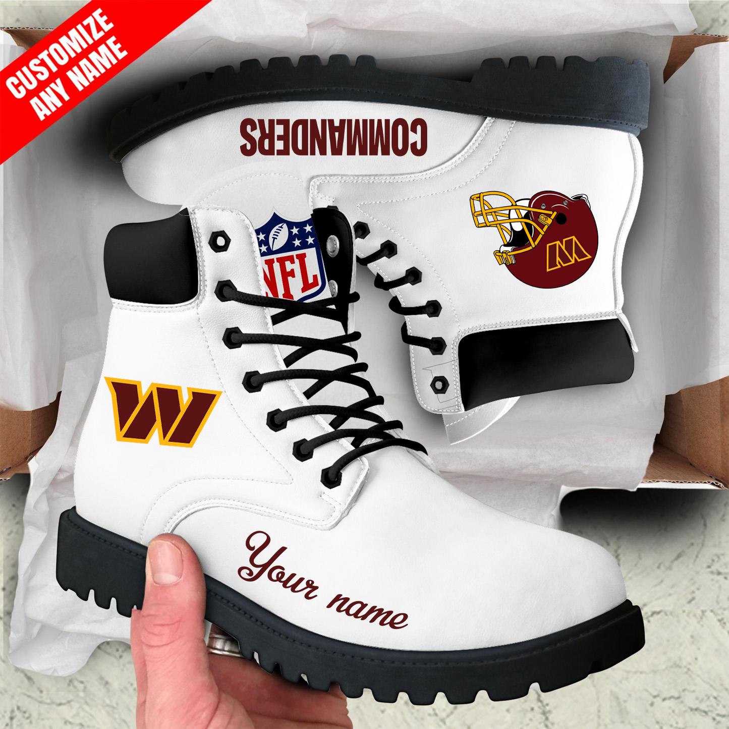 WAS x NFL Custom Leather Boots DATND TANTD