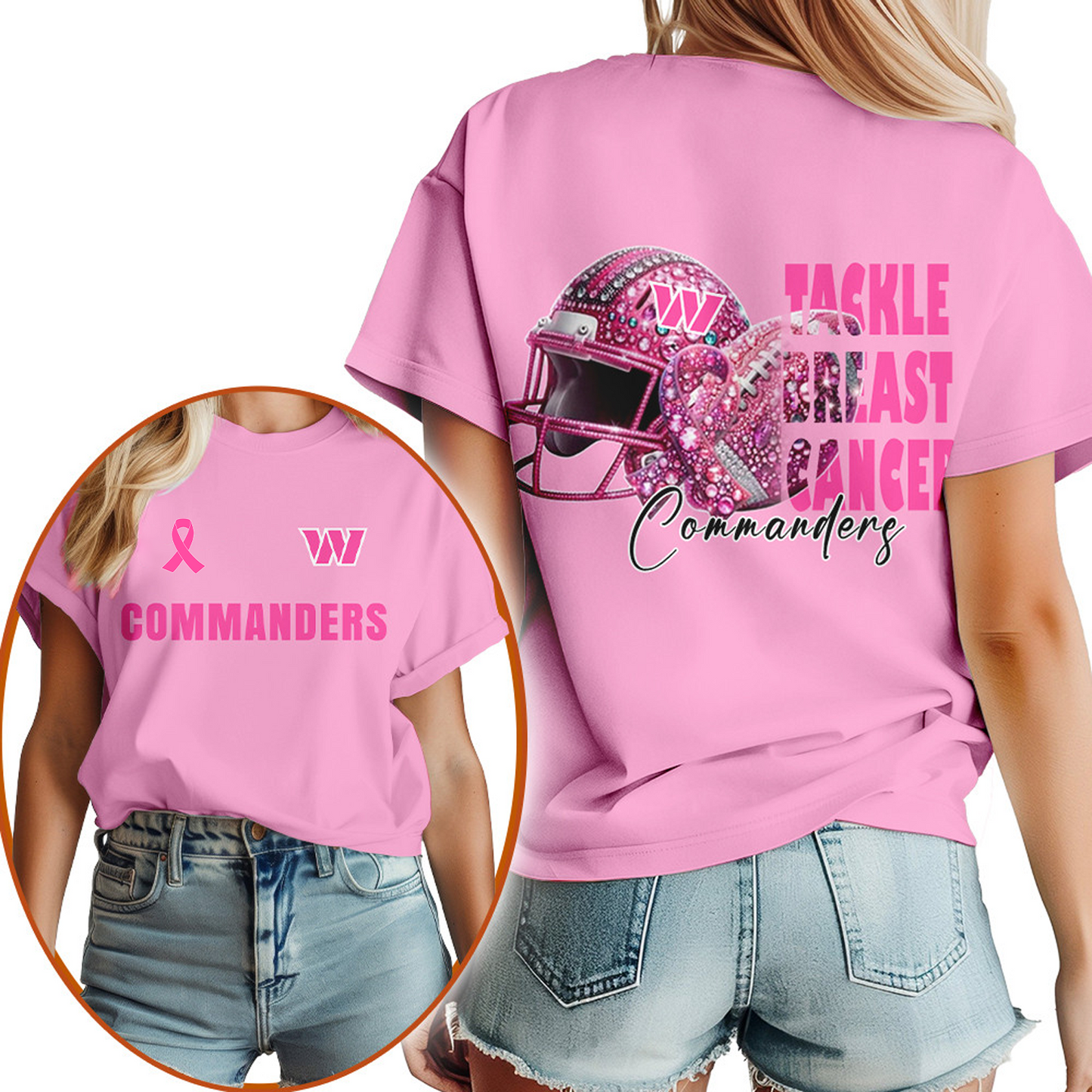 WAS x NFL Tackle Breast Cancer Premium 3D Shirt DATND TANTD