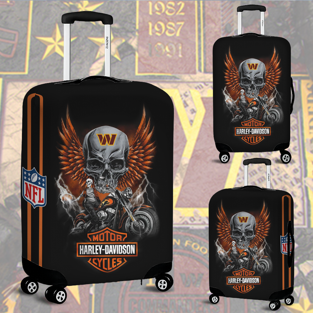 WC NFL x Motorcycle Luggage Cover Suitcase Protector DDT CTND