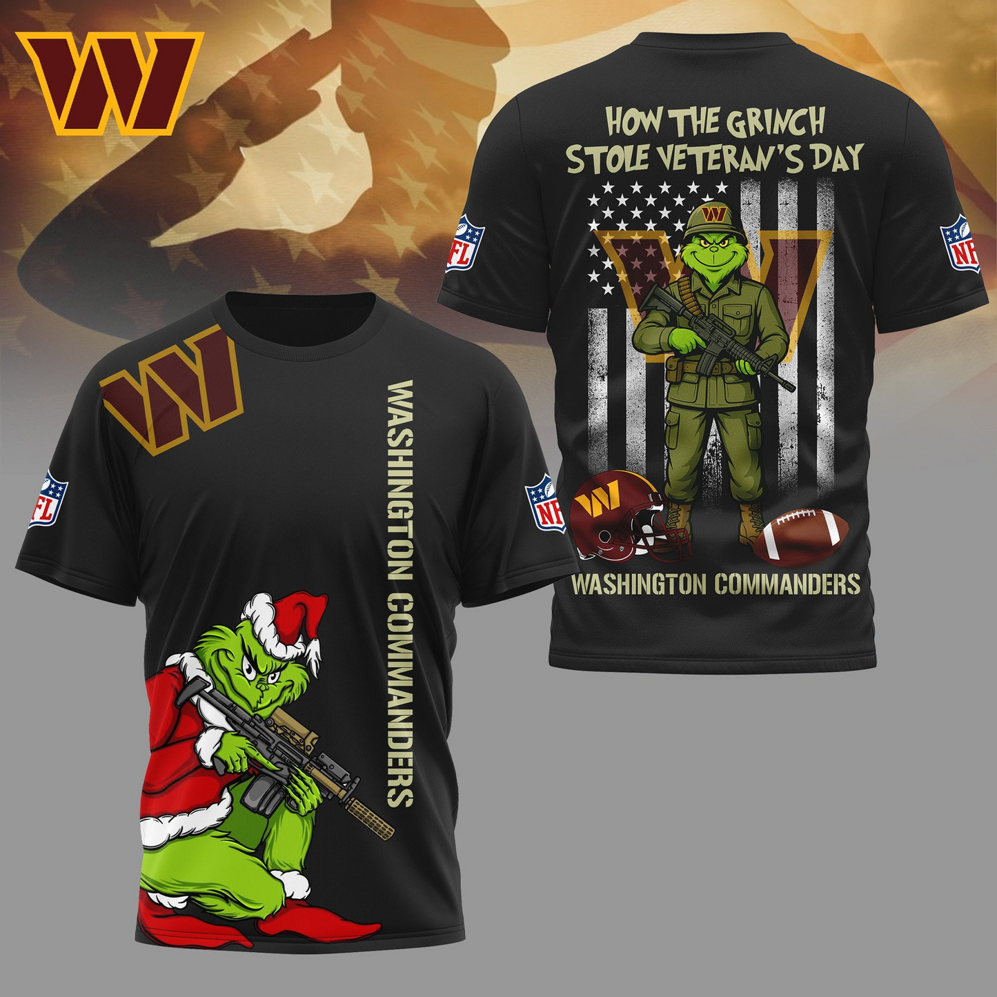 WC Premium NFL The Grinch Salute Veterans DDT CTND