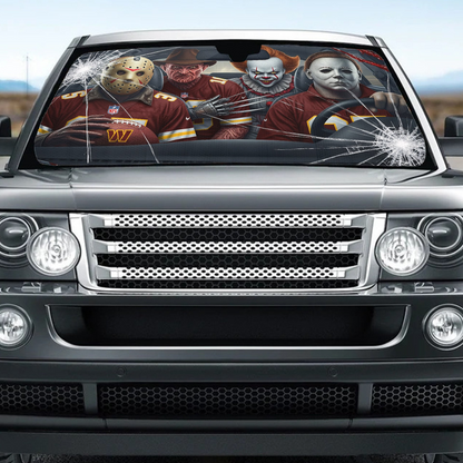 WC x NFL Horror Car Sunshade For Fan DDT CTND
