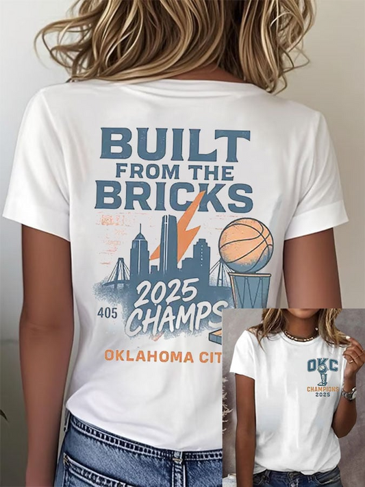 Women's 2025 Basketball Champion Printed Short-Sleeved T-Shirt DDT NTL
