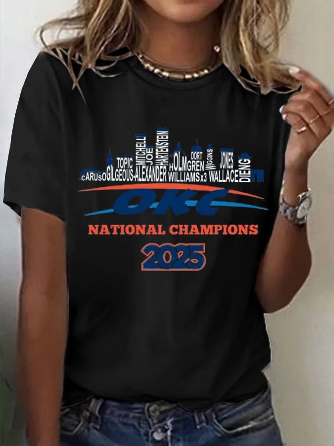 Women's Basketball OKC Print Casual T-Shirt DDT NTL