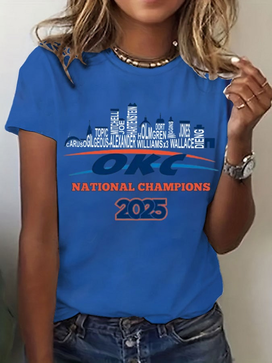 Women's Basketball OKC Print Casual T-Shirt DDT NTL