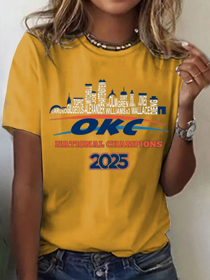 Women's Basketball OKC Print Casual T-Shirt DDT NTL