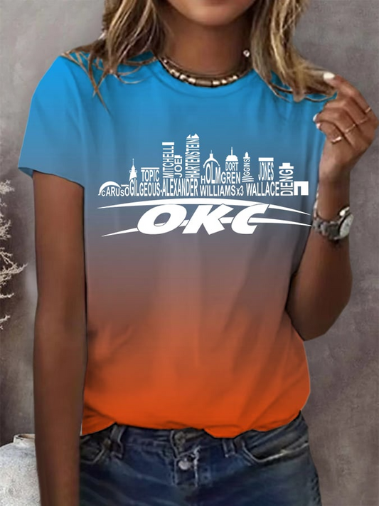 Women's Basketball Print Crew Neck T-Shirt DDT NTL