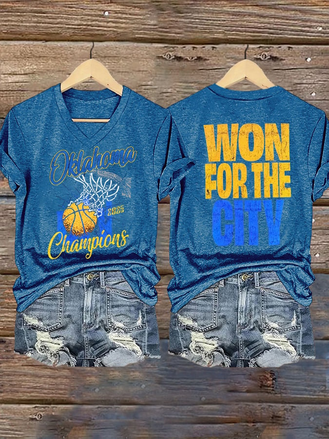 Women's Basketball Print V-Neck T-Shirt DDT NTL