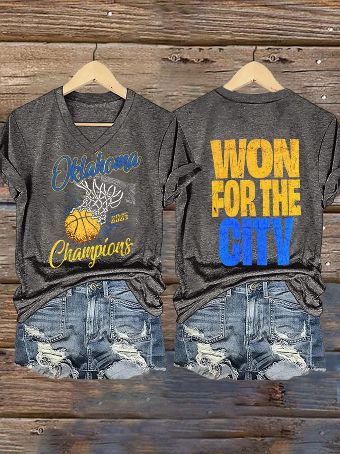 Women's Basketball Print V-Neck T-Shirt DDT NTL