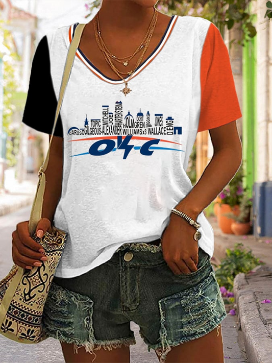 Women's Basketball Print V11 V-Neck T-Shirt DDT NTL