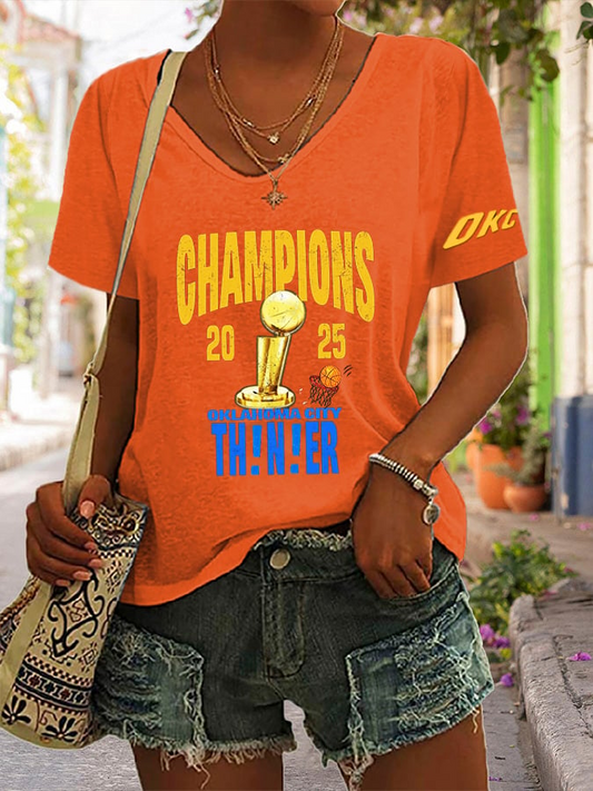 Women's Basketball Print V15 V-Neck T-Shirt DDT NTL