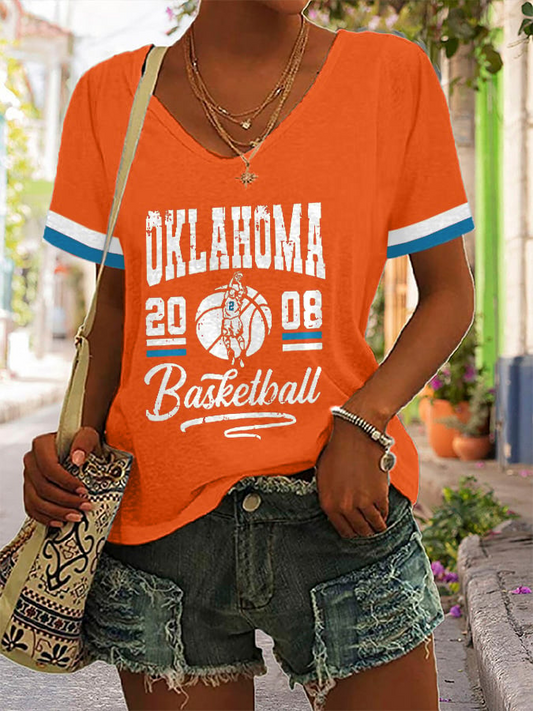 Women's Basketball Print V19 V-Neck T-Shirt DDT NTL