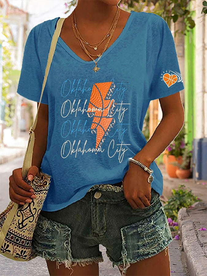 Women's Basketball Print V20 V-Neck T-Shirt DDT NTL