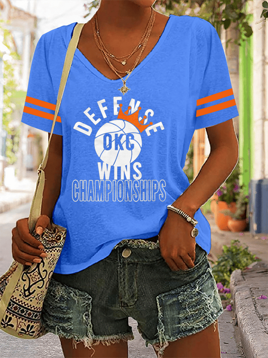 Women's Basketball Print V24 V-Neck T-Shirt DDT NTL