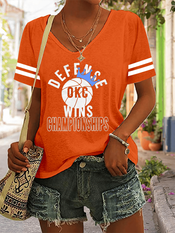 Women's Basketball Print V24 V-Neck T-Shirt DDT NTL