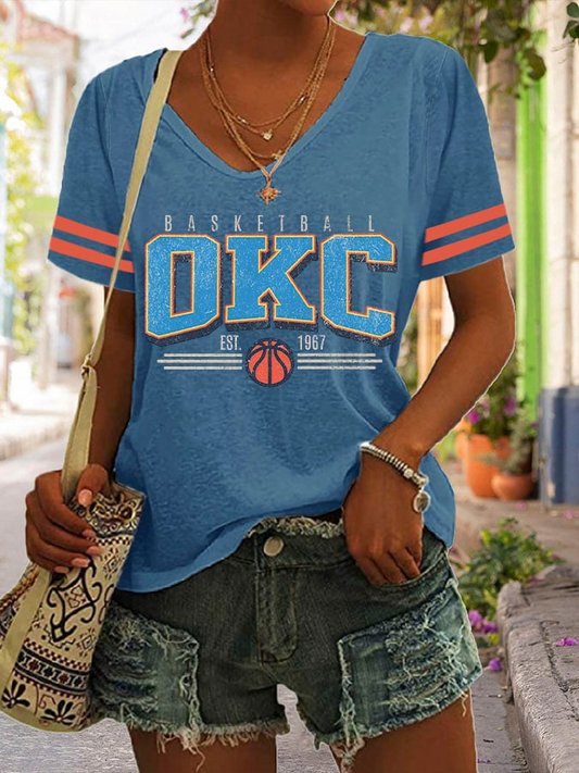 Women's Basketball Print V3 V Neck T-shirt DDT NTL