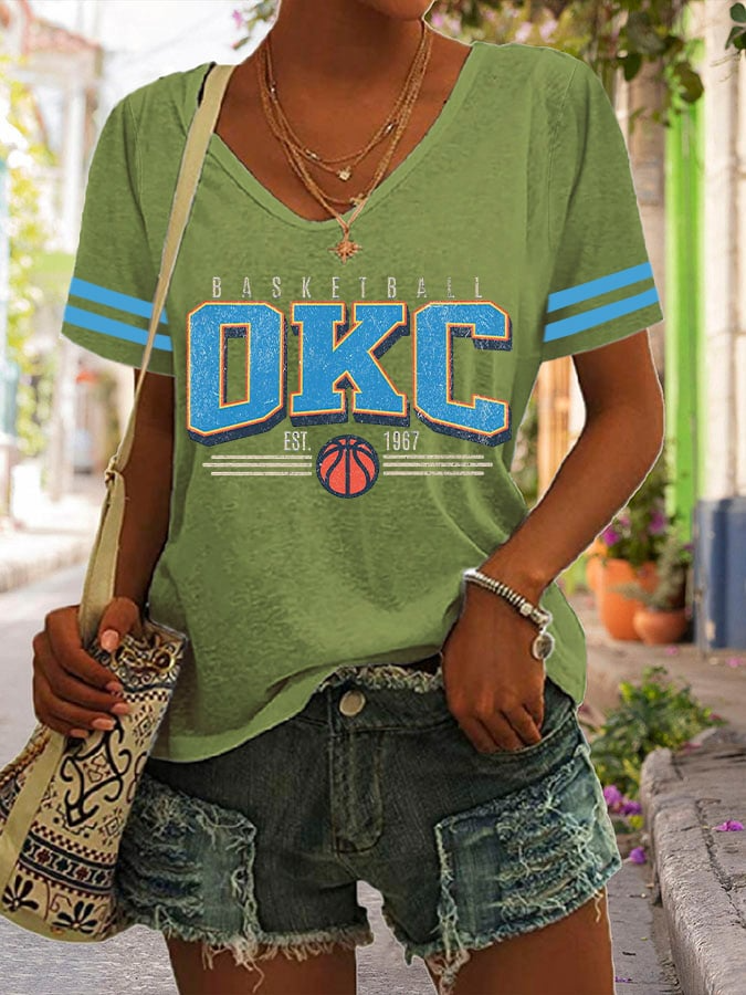 Women's Basketball Print V3 V Neck T-shirt DDT NTL