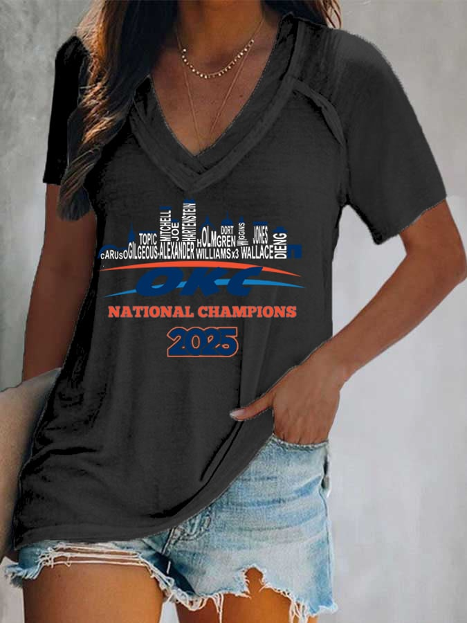 Women's Basketball Print V4 V-Neck T-Shirt DDT NTL