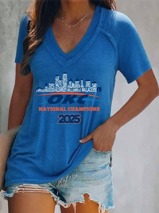 Women's Basketball Print V4 V-Neck T-Shirt DDT NTL