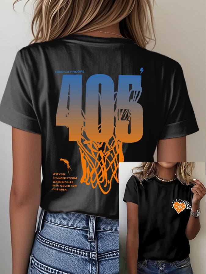 Women's Basketball Print V7 Crew Neck T-Shirt DDT NTL