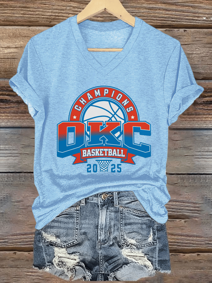 Women's Basketball Print V7 V-Neck T-Shirt DDT NTL