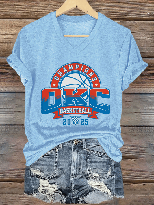 Women's Basketball Print V7 V-Neck T-Shirt DDT NTL