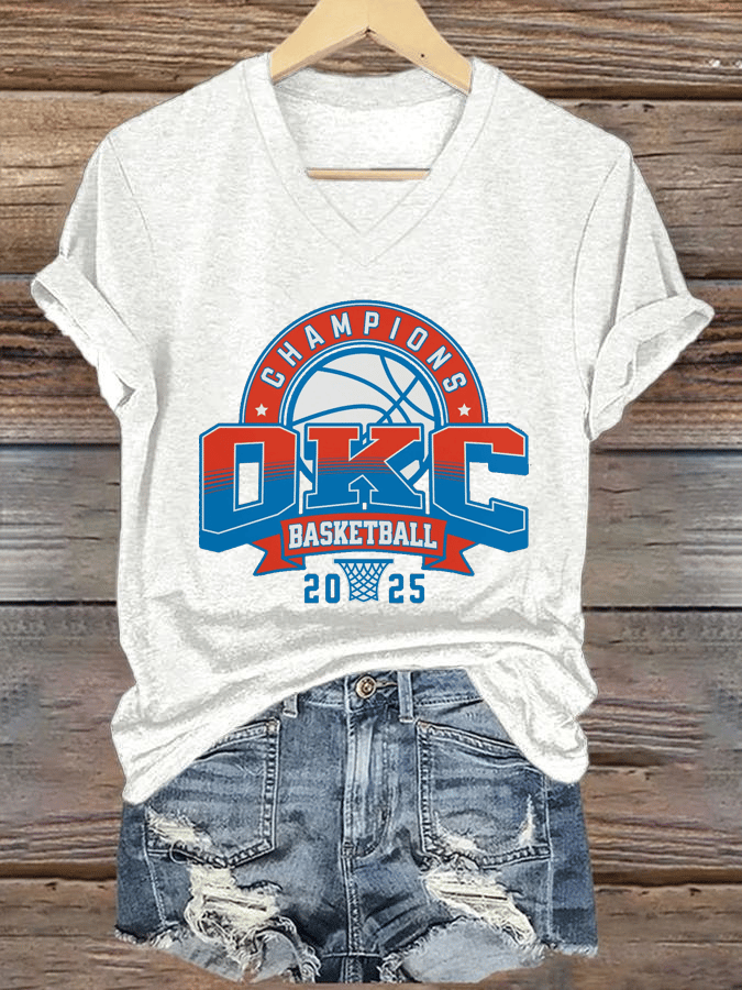 Women's Basketball Print V7 V-Neck T-Shirt DDT NTL