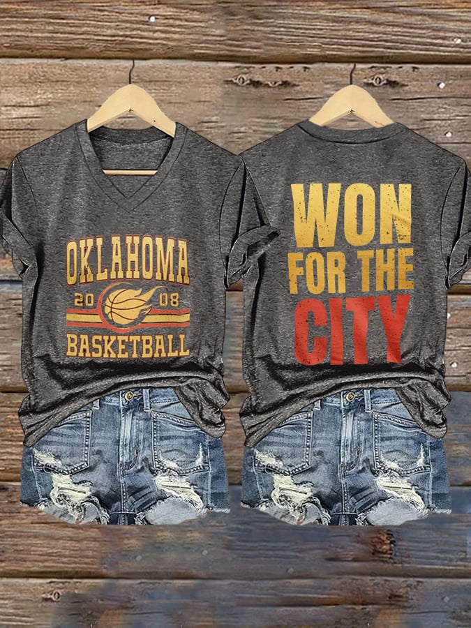 Women's Basketball Print V9 V-Neck T-Shirt DDT NTL