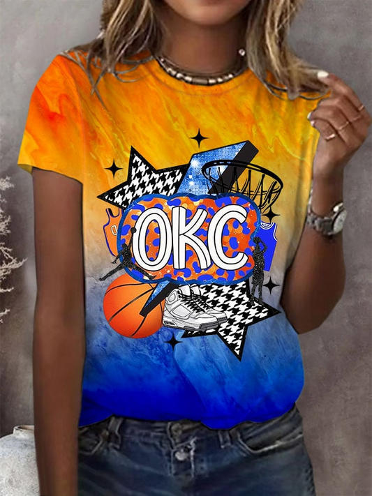 Women's Basketball Printed Short Sleeve T-Shirt DDT NTL
