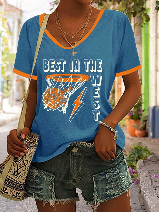 Women's Casual Vintage Basketball T-Shirt DDT NTL