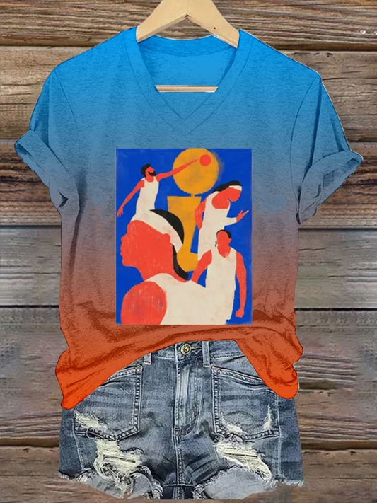 Women's Casual Vintage Basketball V2 T-Shirt DDT NTL