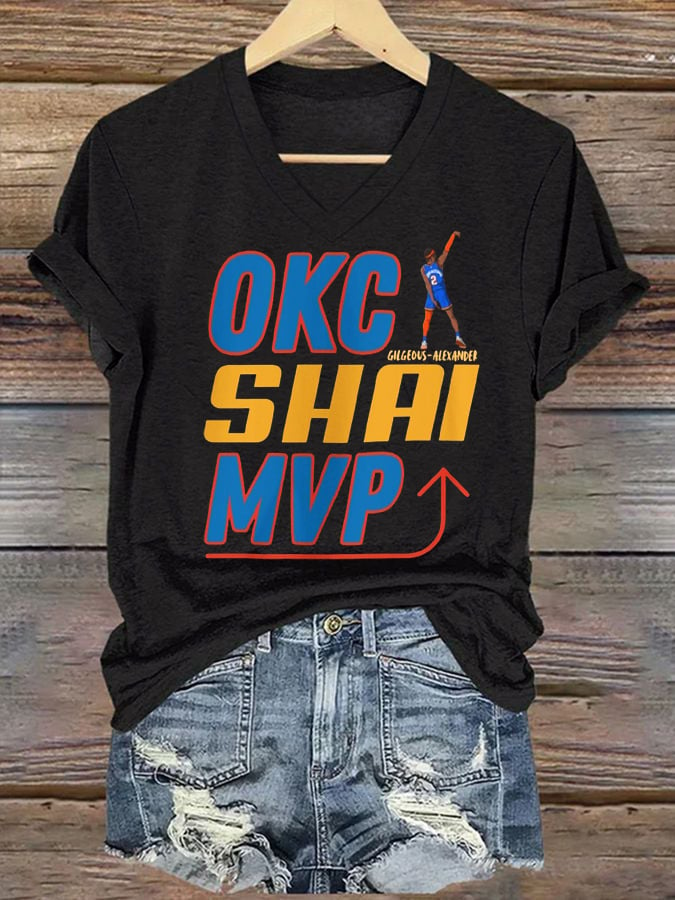 Women's Oklahoma 2025 Champions Basketball Print V2 V-Neck T-Shirt DDT NTL