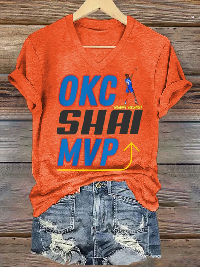 Women's Oklahoma 2025 Champions Basketball Print V2 V-Neck T-Shirt DDT NTL