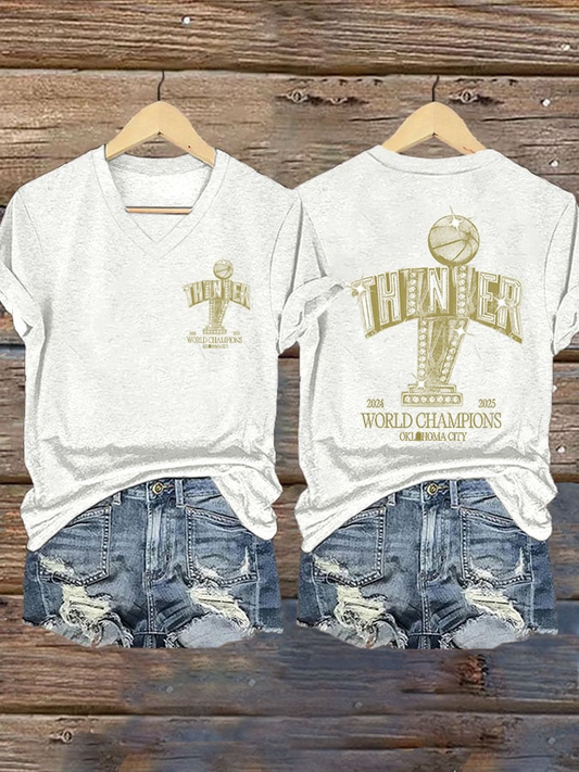 Women's Oklahoma City 2025 World Champion Printed Short-Sleeved T-Shirt DDT NTL