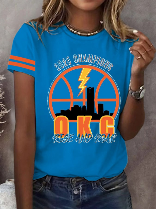Women's Retro 2025 Champions OKC Rise And Roar Print V2 T-Shirt DDT NTL