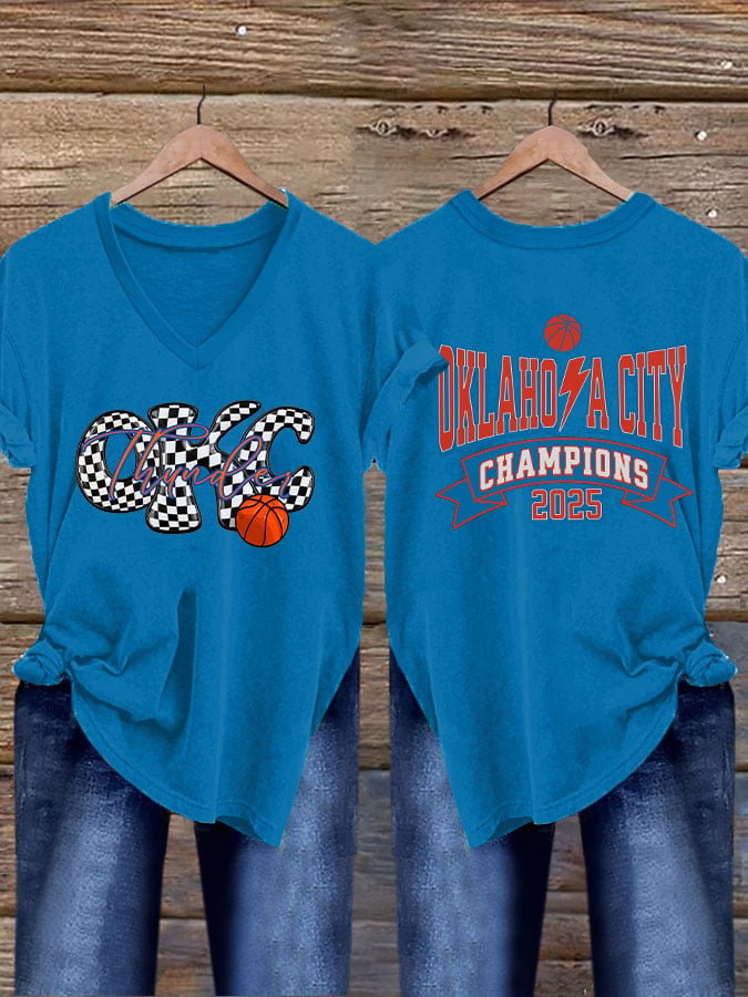 Women's Retro Okc Basketball 2025 Print T-Shirt DDT NTL