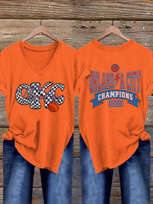 Women's Retro Okc Basketball 2025 Print T-Shirt DDT NTL