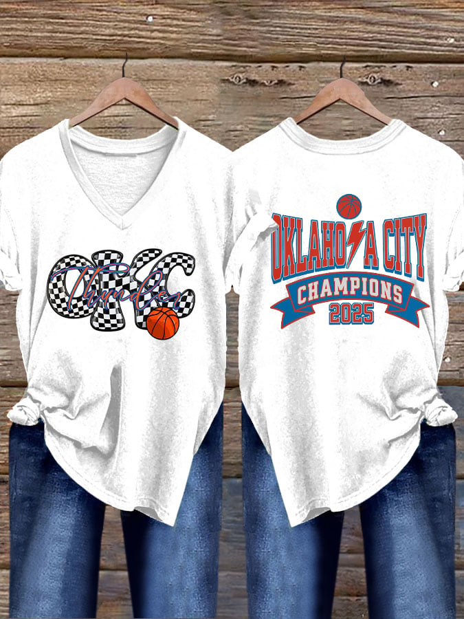 Women's Retro Okc Basketball 2025 Print T-Shirt DDT NTL